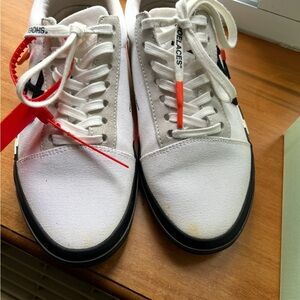 OFF White Canvas Unisex Sneakers with Black Trim